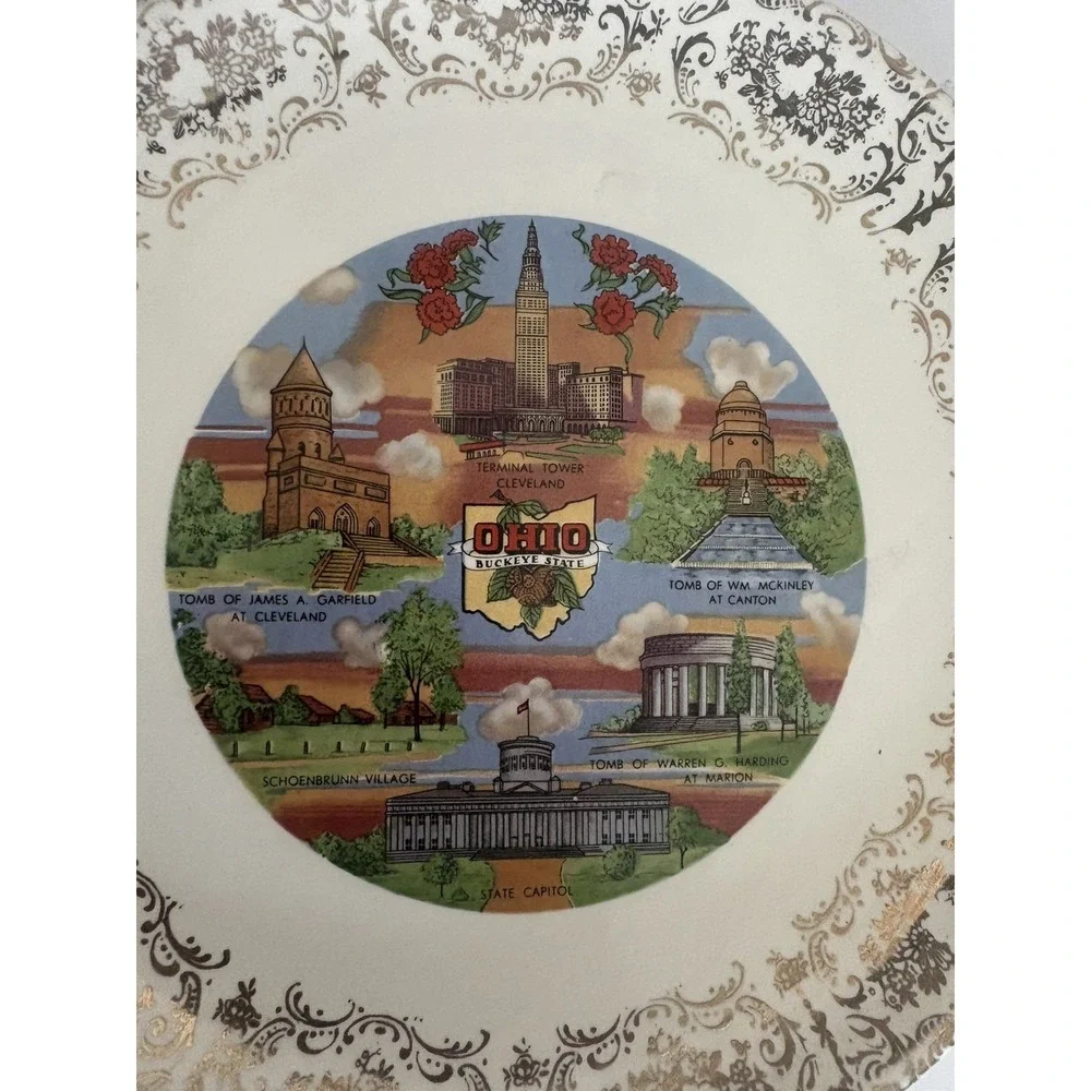 Vintage Ohio Souvenir Buckeye State Plate
